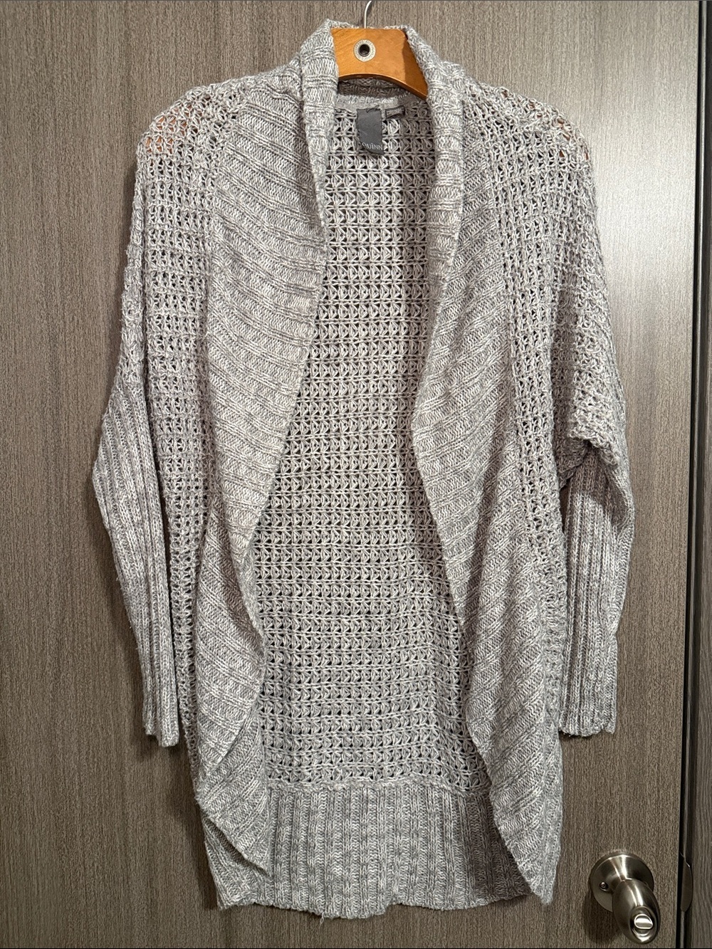 Quinn Women's Marled Gray Knit Open Front Long Sleeve Cardigan Size Small EUC